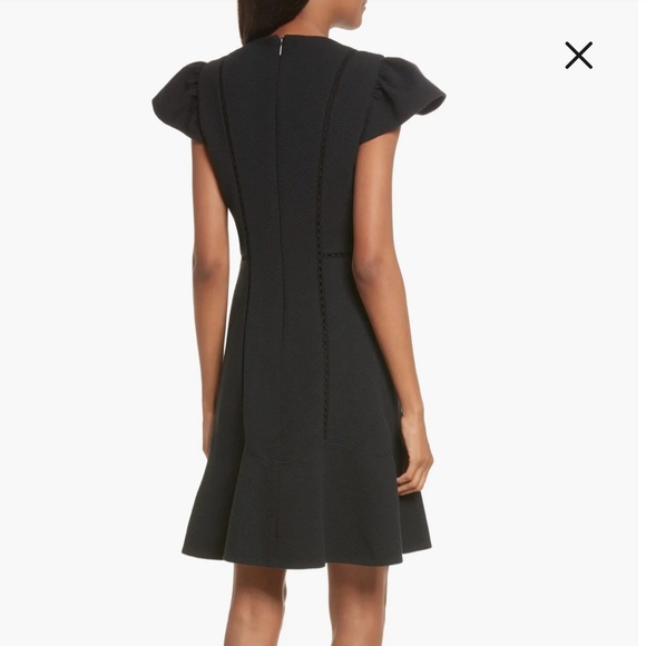 NWT Rebecca Taylor TEXTURED STRETCH FIT & FLARE DRESS IN BLACK - Picture 3 of 7